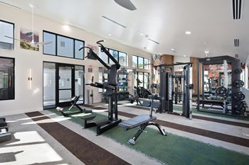 Fitness center with free weights